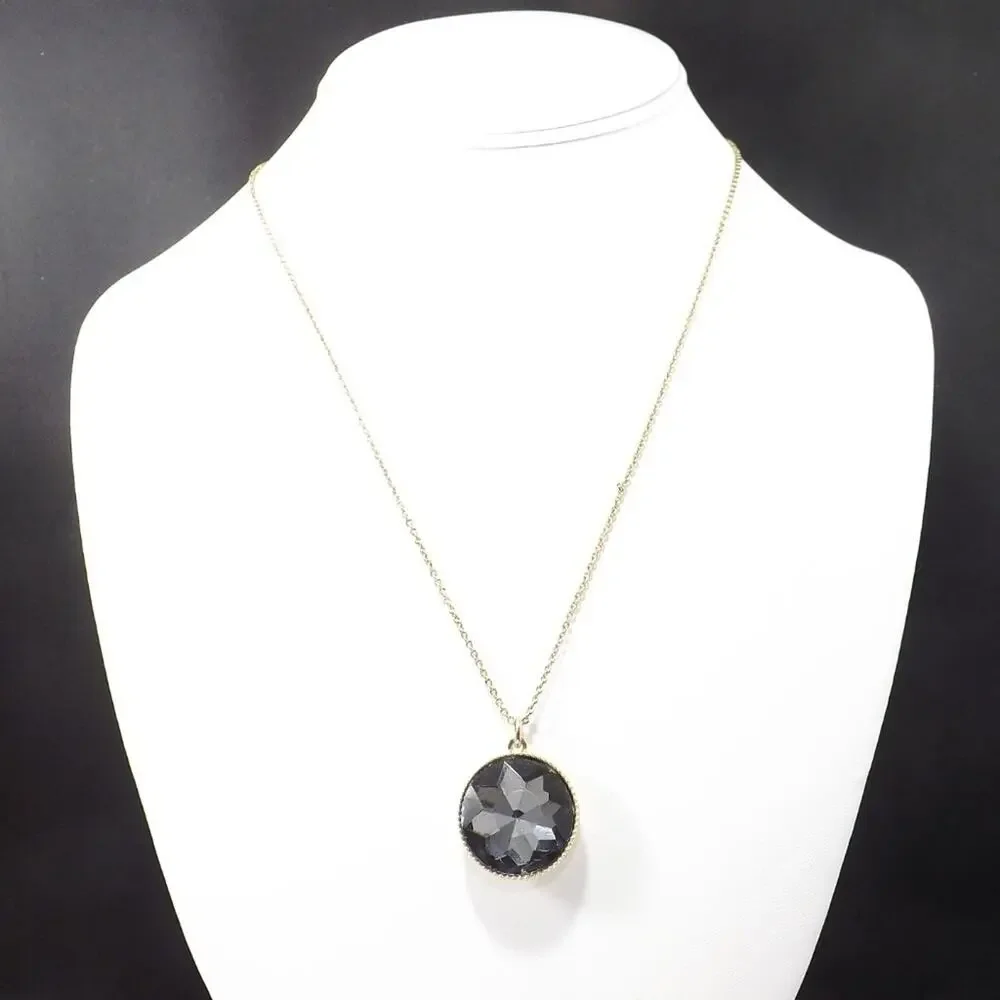 Loft Gray Crystal Pendant Long Silver Necklace, Woman's 34
